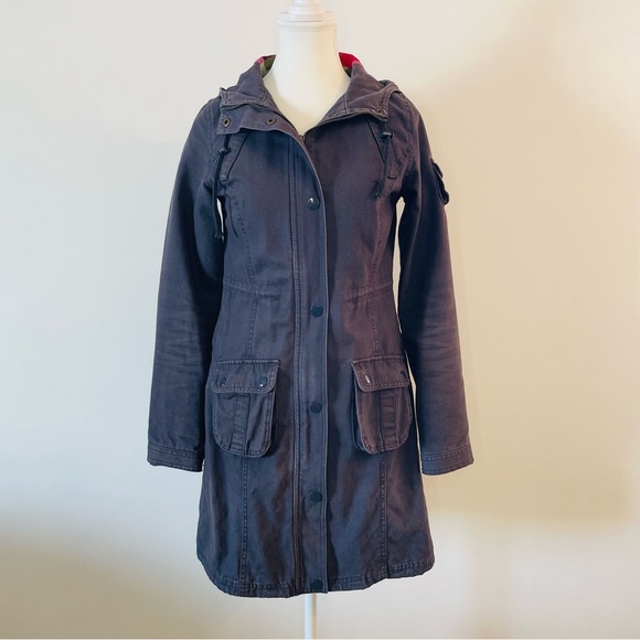 Utility Cotton Jacket Plaid Flannel Gray Mossimo Supply Co. Women’s Size Small - Picture 2 of 13